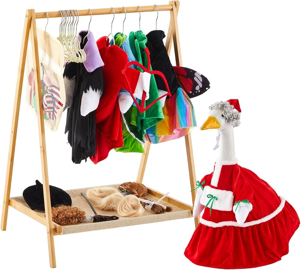 Yerliker Porch Goose Clothing Rack with Bottom Storage Stand, Foldable Porch Goose Outfit Holder ... | Amazon (US)
