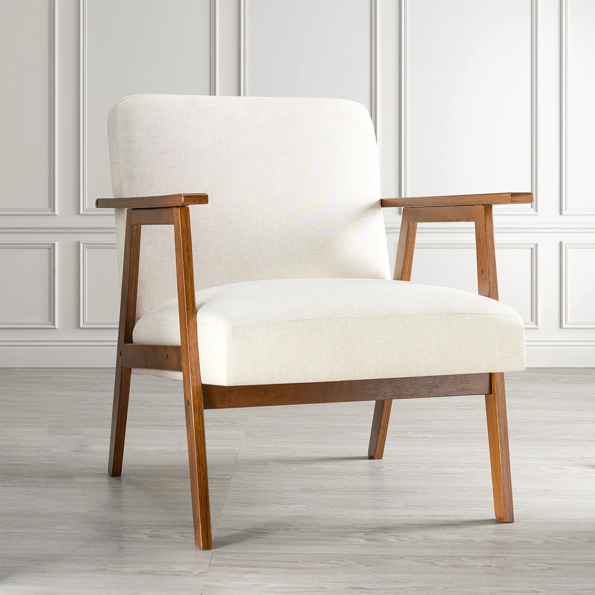 Mid-Century Modern Accent Chair, Armchair with Solid Wood Legs, Upholstered Reading Chair | Wayfair North America