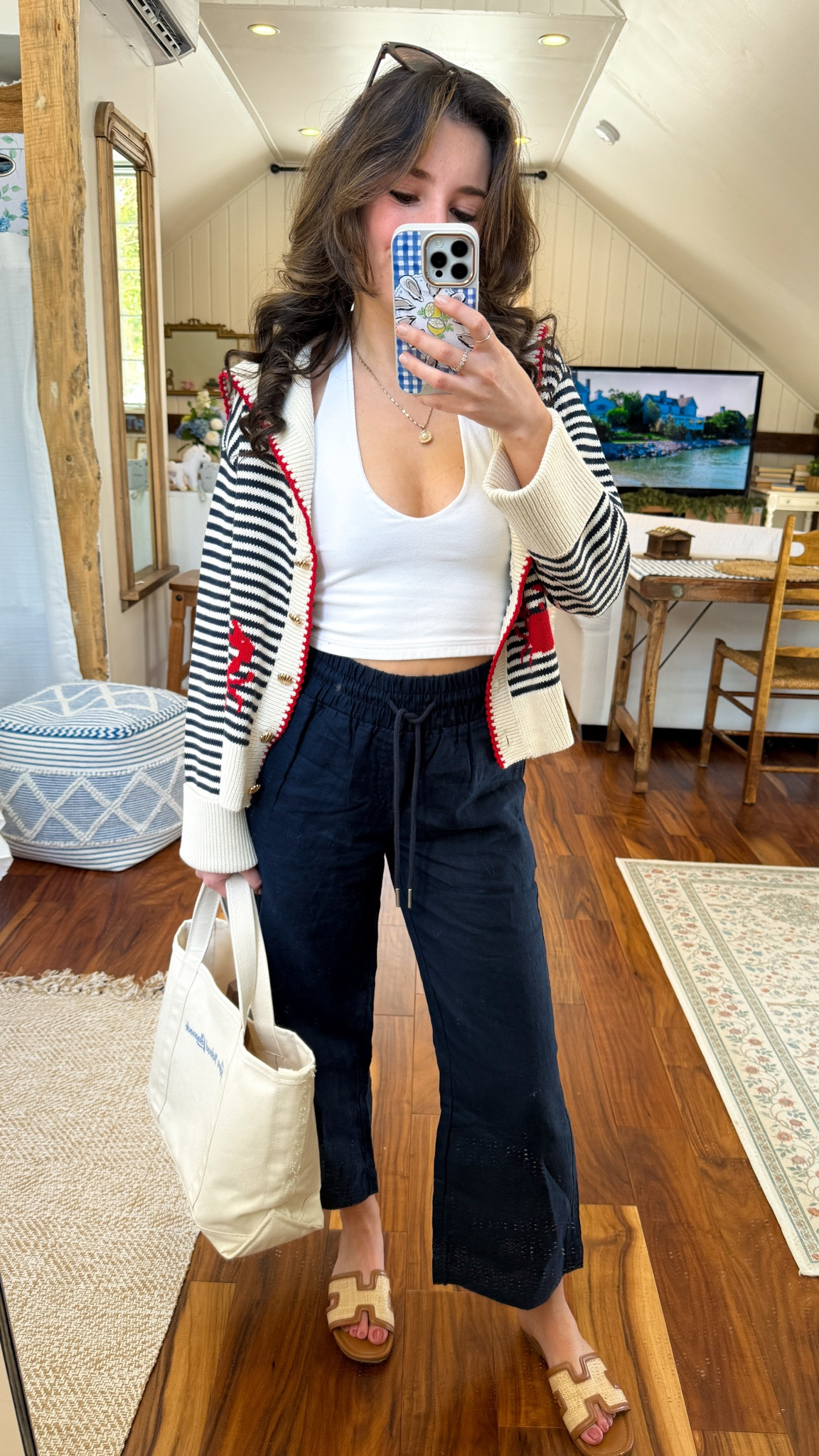 Coastal Ootd 🌊🤍 linena pants are from @Quince I am wearing XS in seam 26! 🌊🌞🤍 I am 5 foot 3!

coastal grandmother / coastal granddaughter / coastal fashion / summer outfit / summer outfit inspo / cute summer outfit / dainty gold watch / small gold watch / blue linen pants / perfect linen pants / navy linen pants / coastal sweater / boat and tote 

#LTKootd #LTKSeasonal #LTKgrwm