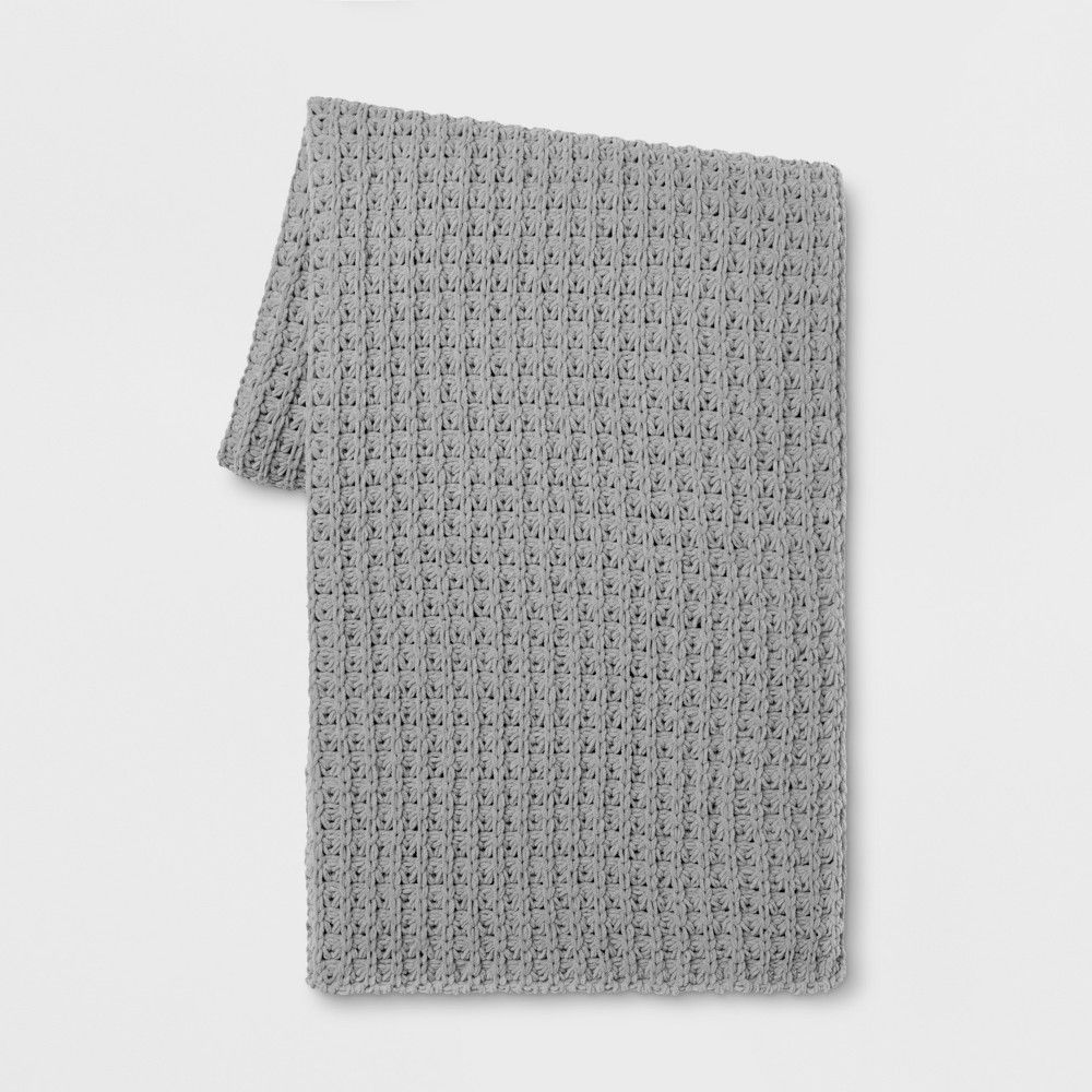 60""x50"" Chenille Throw Blanket Gray - Threshold | Target
