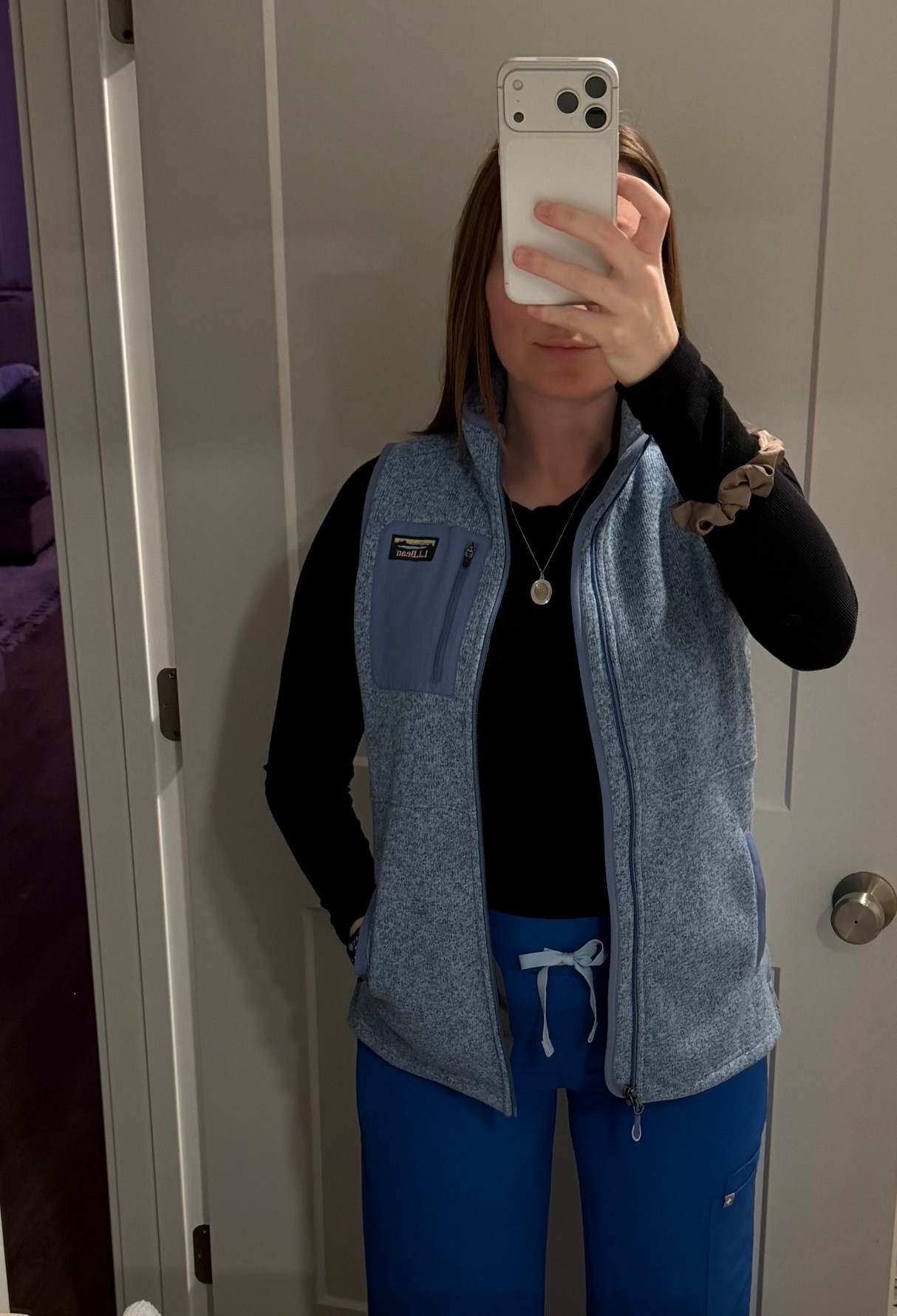 Couldn’t link everything, but the scrub pants are the Isabel wide leg pants and I got a size small (wishful thinking) though I prob should have gotten a medium. Super stretchy and comfy though! 

The underscrub is a ribbed underscrub from Dolan! I love it and wear it as a regular shirt all the time! 

Hospital ootd scrubs outfit nurse style 

#LTKgrwm #LTKWorkwear #LTKdayinmylife