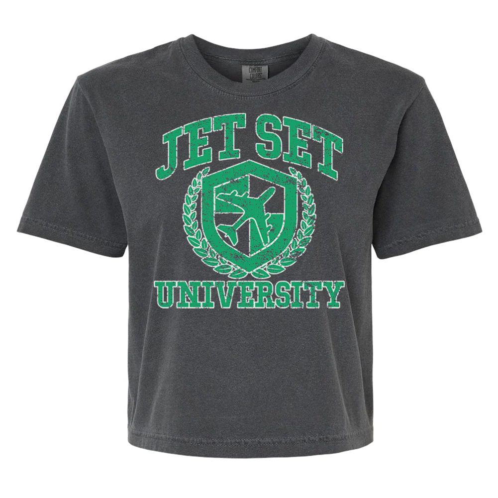 'Jet Set University' Boxy T-Shirt | United Monograms