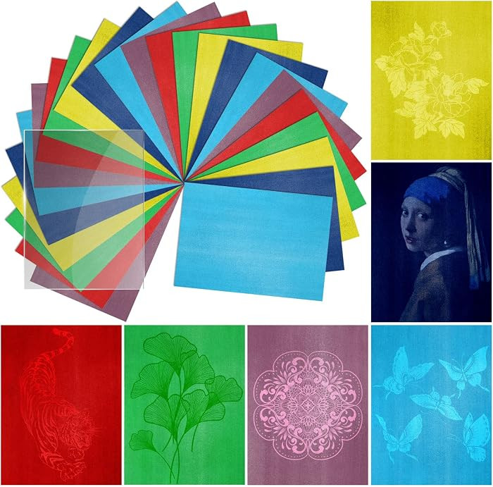 Colorful Sun Print Paper Kit, 24 Sheets Thick Cyanotype Papers with 1 Sheet Acrylic Panel, High S... | Amazon (US)