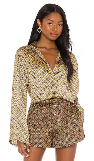 Oversized Button Down in Tan Chain | Revolve Clothing (Global)
