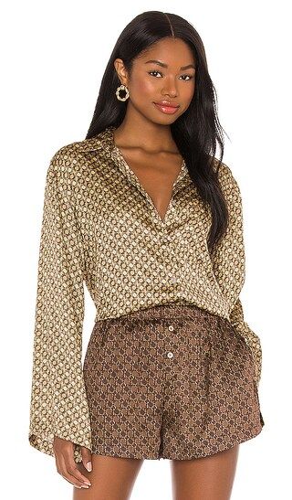 Oversized Button Down in Tan Chain | Revolve Clothing (Global)