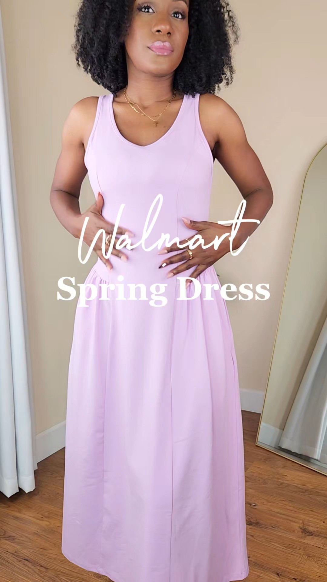 Walmart Spring Dress Find 🌸 This comfy and stretchy midi dress is one of the easiest outfits for Spring. It's flattering, lightweight, and surprisingly good quality for such an affordable price.If you're looking for a comfortable Spring dress that still looks polished, this one is perfect brunch, casual days, or everyday wear. 

#LTKSpringSale #LTKgrwm #LTKSeasonal