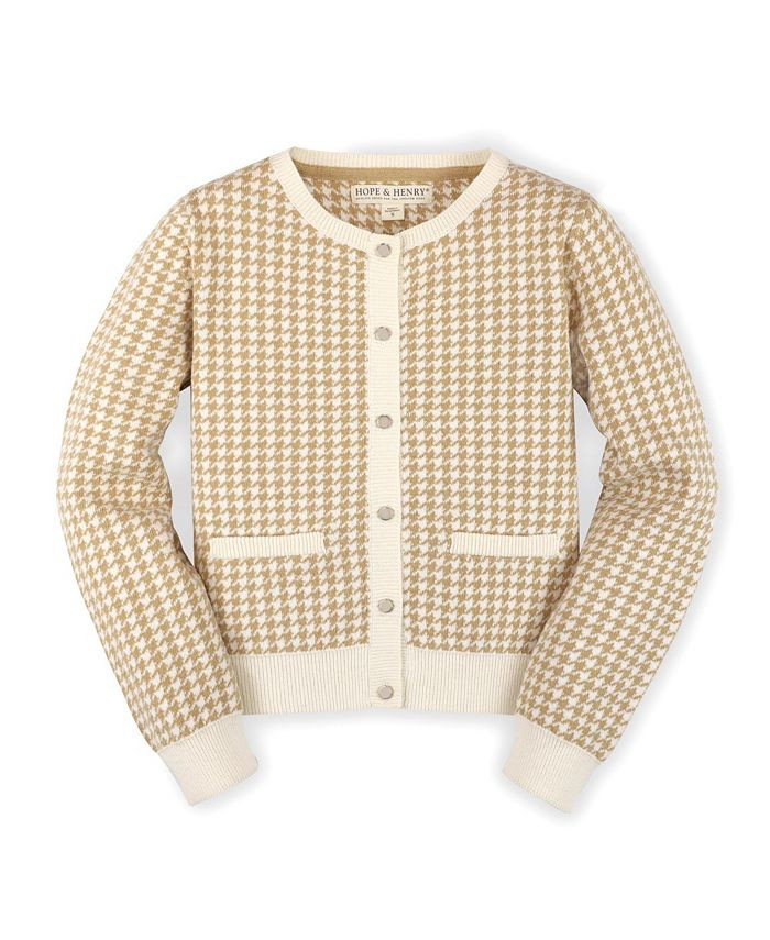 Hope & Henry Girls' Long Sleeve Classic Houndstooth Cardigan Sweater, Kids & Reviews - Sweaters -... | Macys (US)