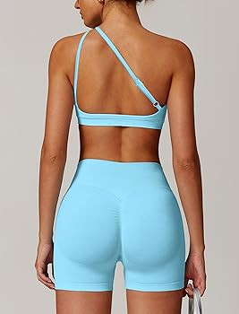 ABOCIW Workout Sets for Women Crossover High Waist Biker Shorts One Shoulder Sports Bra 2 Piece G... | Amazon (US)