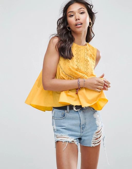 ASOS Swing Top with Broderie Panel | ASOS US