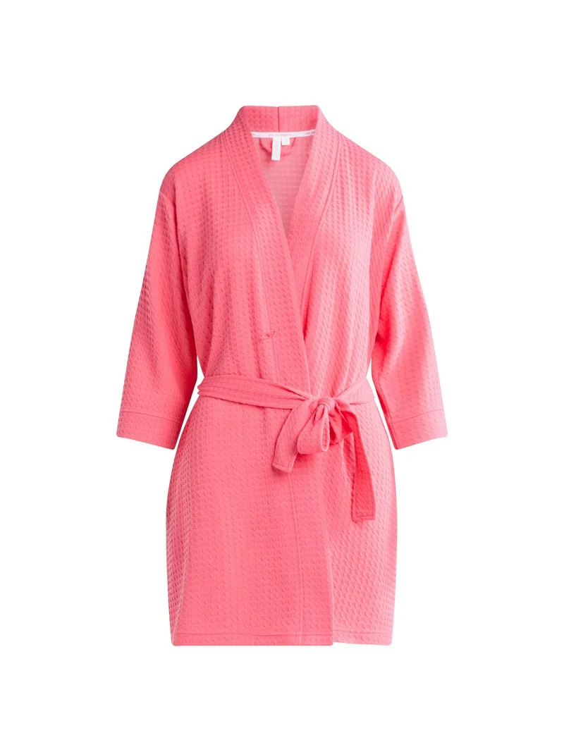 Joyspun Women's Waffle Kimono Short Wrap Robe, Sizes S-3X | Walmart (US)