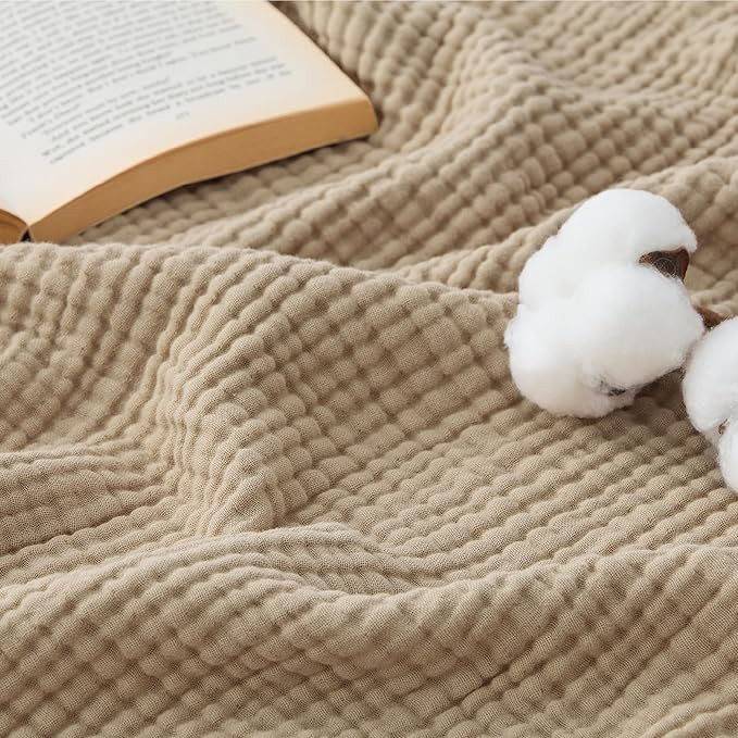 Bedsure 100% Cotton Muslin Blankets for Adults Large Throw 50x70 Inches - 4-Layer Breathable and ... | Amazon (US)