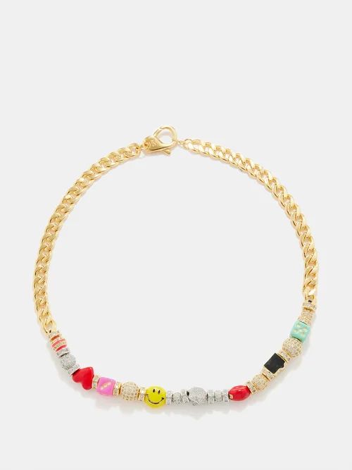 Joolz By Martha Calvo - Studio Enamel, Crystal & 14kt Gold-plated Necklace - Womens - Gold Multi | Matches (US)