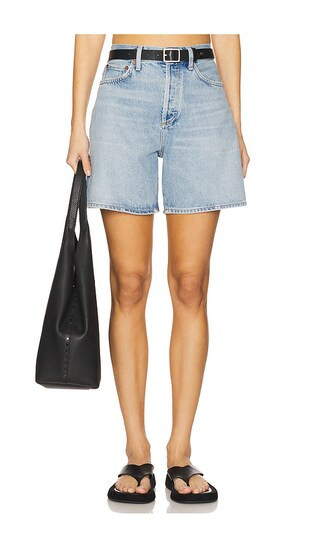 AGOLDE Dame High Rise Baggy Short in Blue. - size 29 | Revolve Clothing (Global)