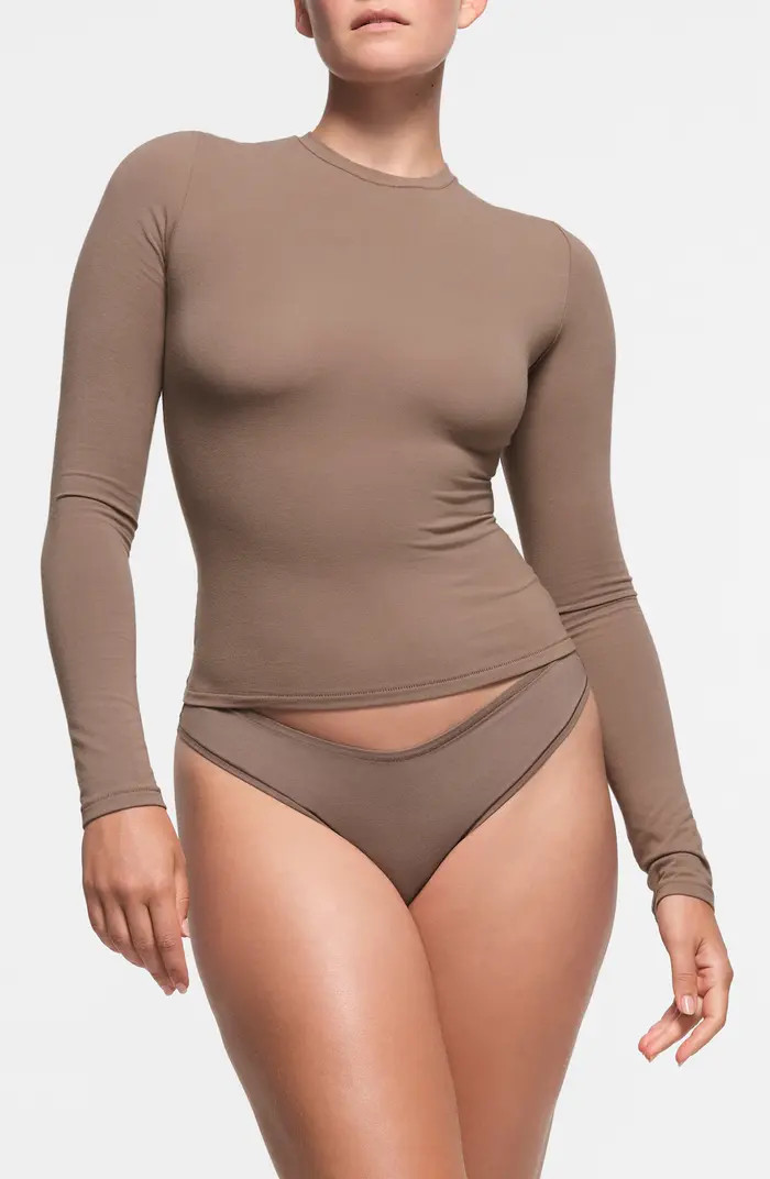 SKIMS Stretch Cotton Jersey Long Sleeve T-Shirt | Nordstrom | Nordstrom