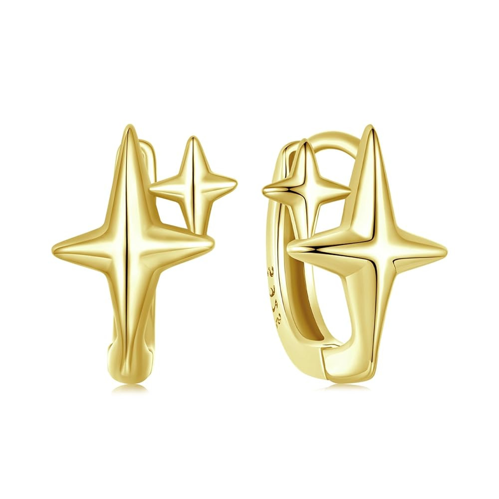MUNDELL 925 Sterling Silver Classic Starlight Hoop Earrings Double Stars Hypoallergenic Earrings ... | Amazon (US)