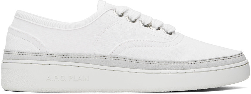 A.P.C. White Plain Simple Sneakers | SSENSE