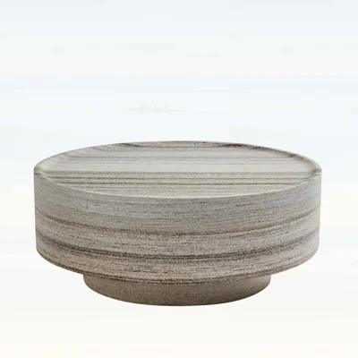 Round 31.5 Inch Coffee Table with Natural Stone Texture, Ideal for Living Room and Cozy Afternoons, Durable and Stylish | Wayfair North America