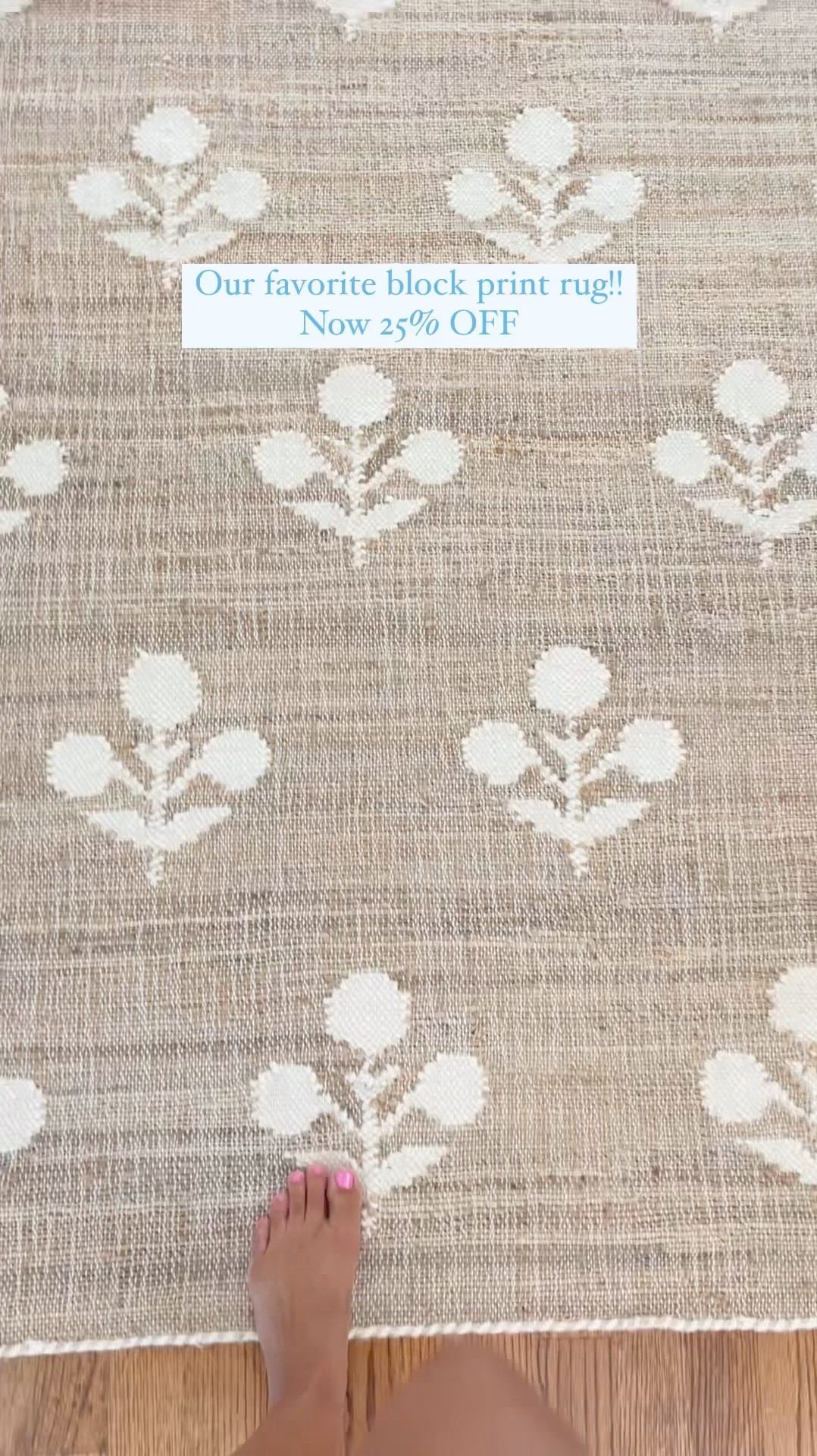 Yay!! Found our favorite block print jute rug for 25% OFF!! 👏🏻👏🏻👏🏻 This is the best price online! It’s actually a jute & wool blend so softer than other natural fiber rugs! highly recommend!! 🤍

#LTKSaleAlert #LTKFallSale #LTKHome