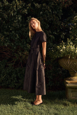 Kate Dress Dupioni - Noir | Julia Amory