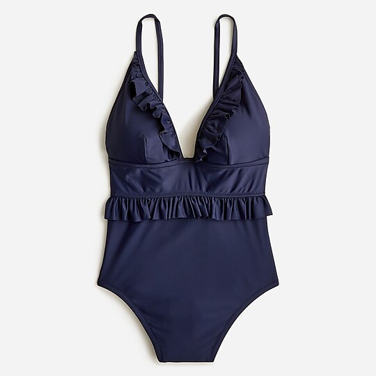 Ruffle plunge one-piece | J. Crew US