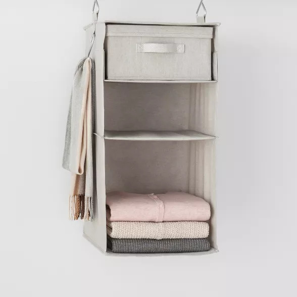 3 Shelf Hanging Fabric Storage Organizer Light Gray - Made By Design™ | Target