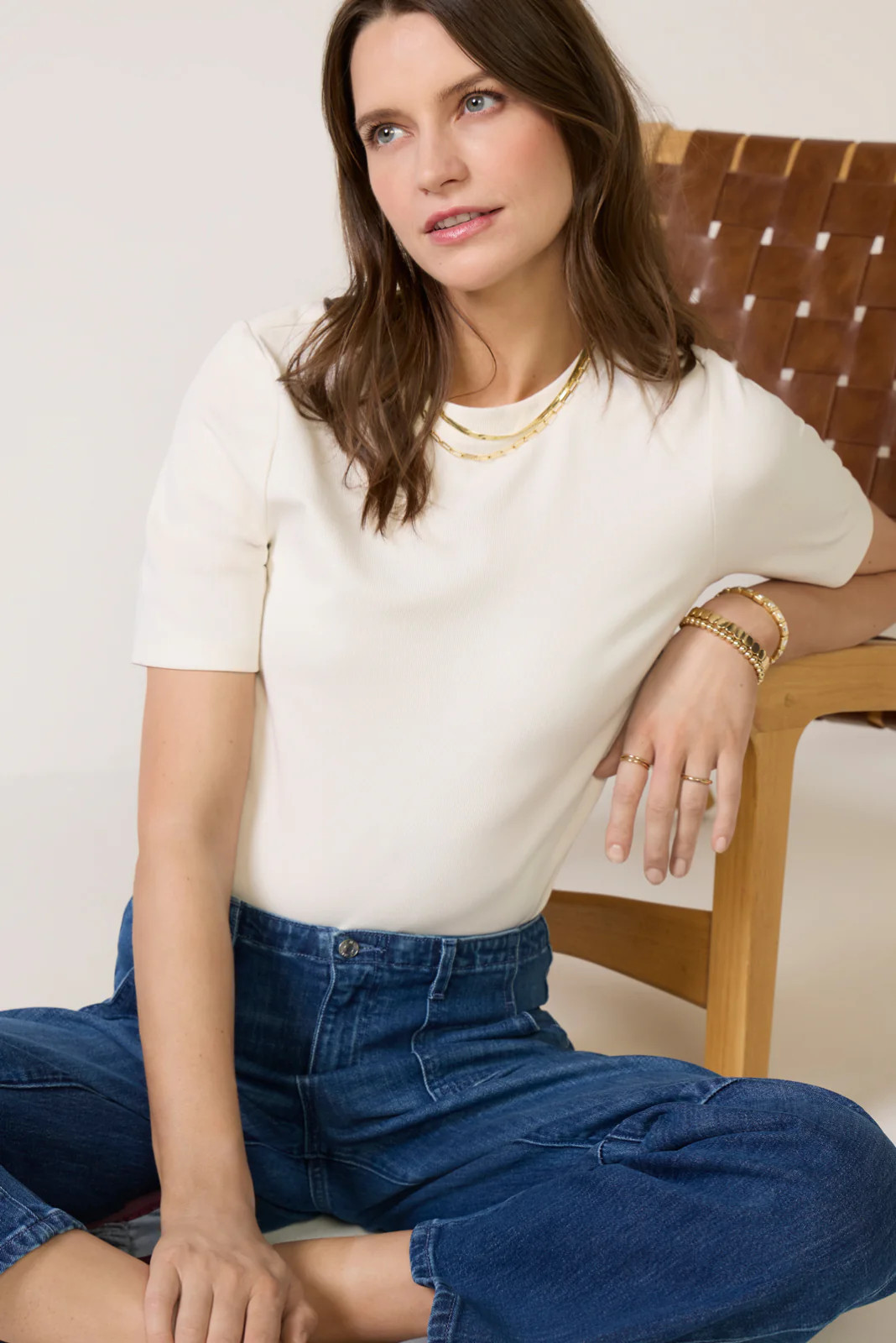 SPANX Women's Short Sleeve Crewneck Elbow T-Shirt, Size Small, White | Evereve