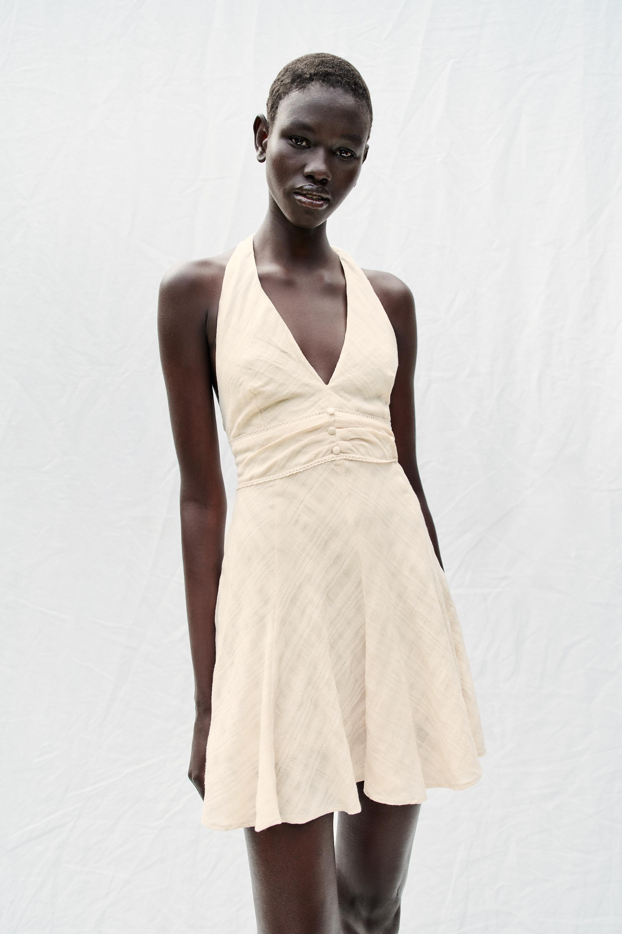 RUSTIC HALTER NECK MINI DRESS | Zara US