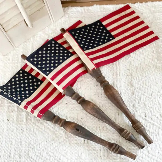 Spindle Post American Flag Set of 3 | Antique Farm House
