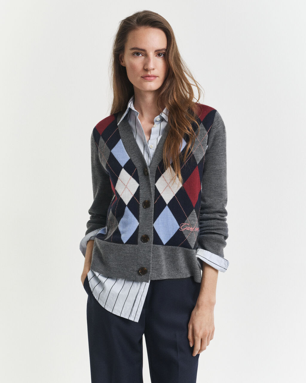 Argyle V-Neck Cardigan | Gant