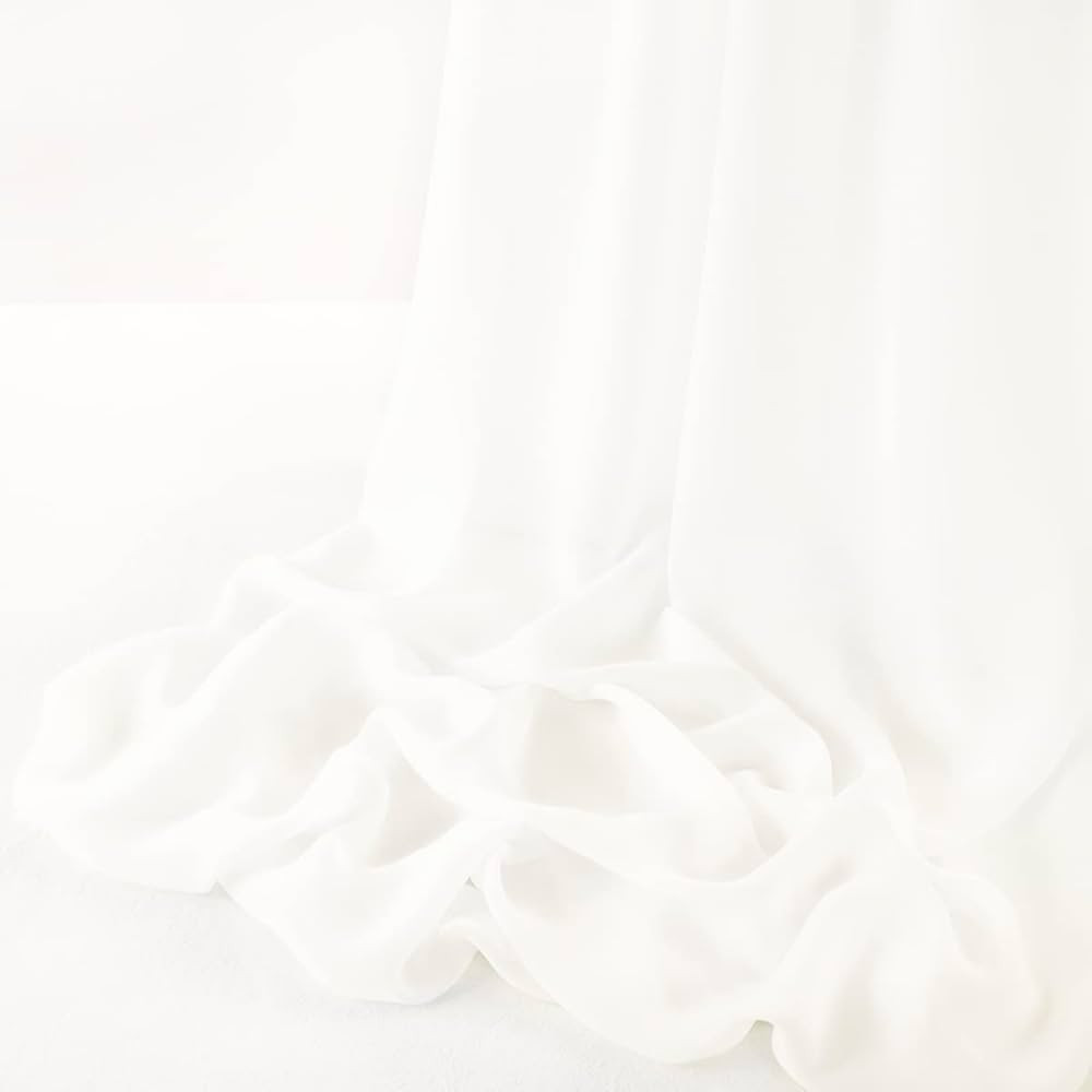 Ivory 20 Yards 60" Wide Sheer Fabric Chiffon Fabric by The Yard Continuous Solid Color Draping Fa... | Amazon (US)