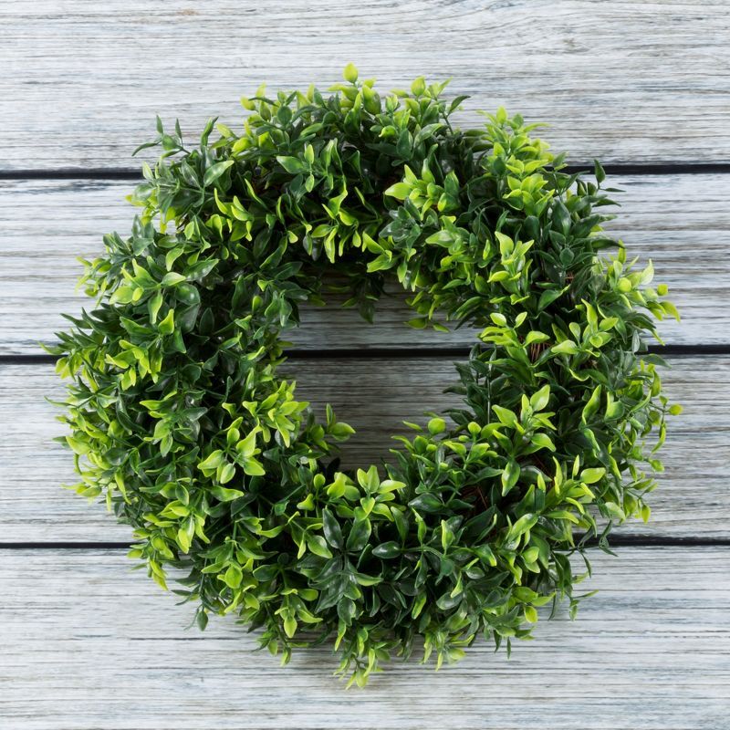 Round Artificial Opal Basil Leaf 11.5" Wreath 11.5" - Pure Garden | Target