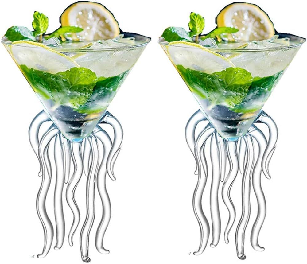 Octopus Martini Glass Creative Cocktail Drinkware Bar Goblet Tools (2 Transparent) | Amazon (US)