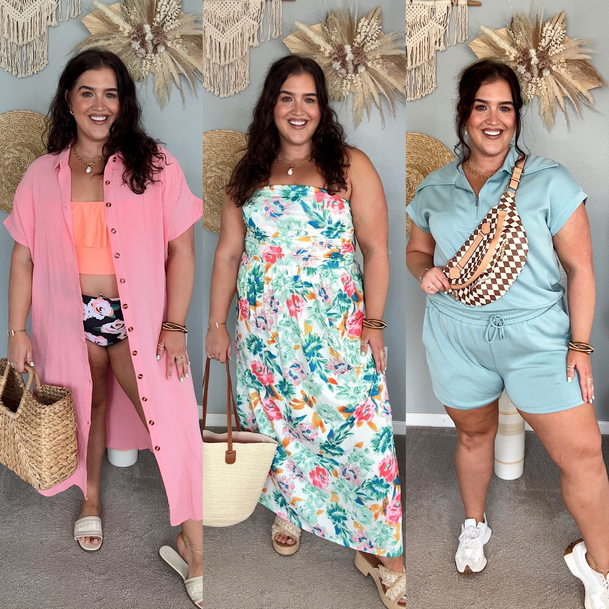 Affordable Amazon beach vacation outfit inspo 🏖️ Tankini swimsuit + coverup dress, strapless maxi dress and matching set for travel. All size XXL

#LTKStyleTip #LTKFindsUnder100 #LTKPlusSize