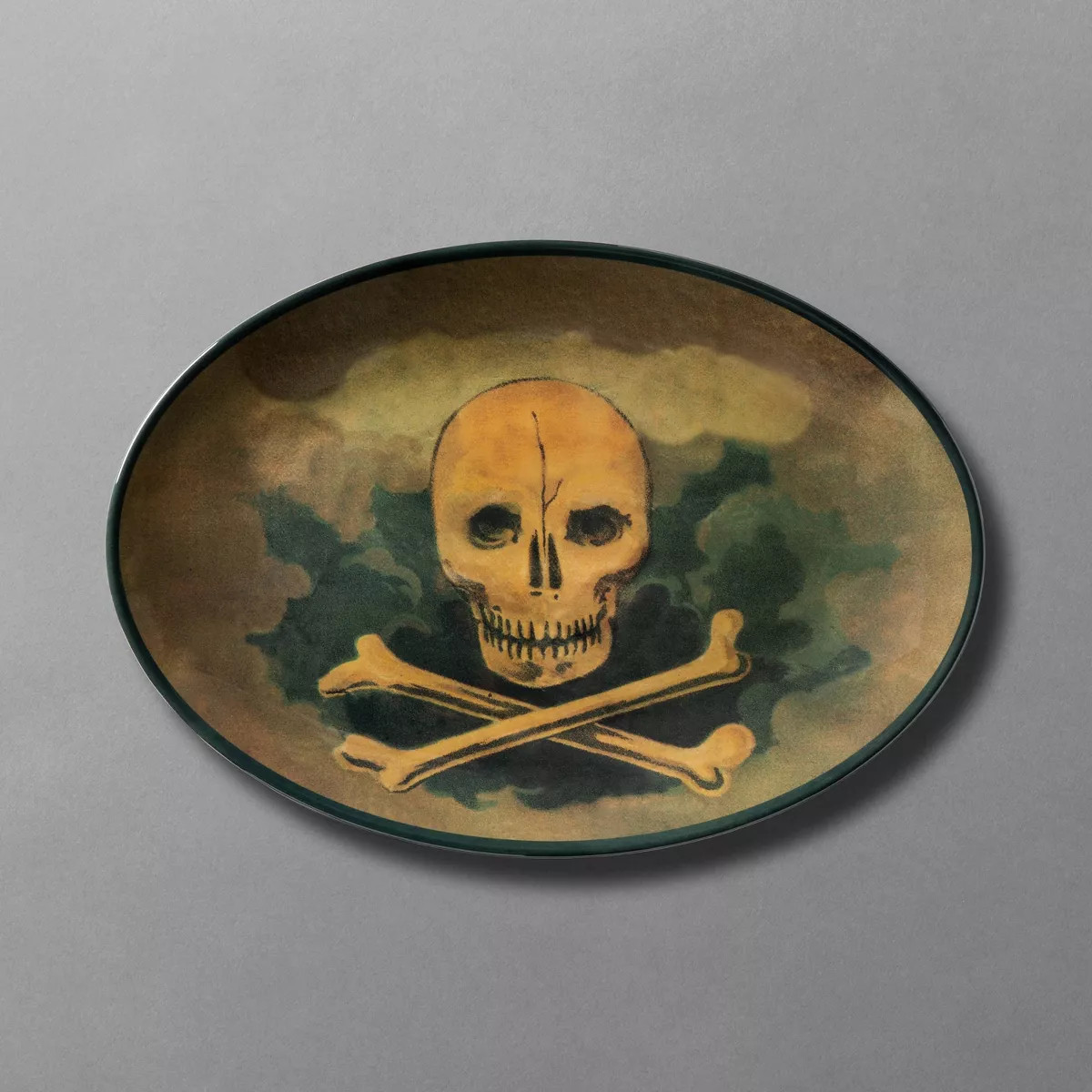 18"x13" Skull and Cross Bones Melamine Oval Serving Platter - John Derian For Target | Target