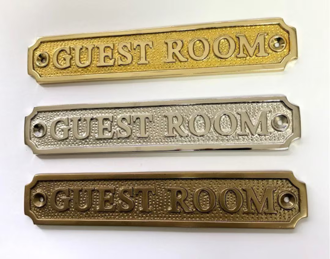 Guest room door sign made from solid brass with a choice of three different finishes, choose eith... | Etsy (US)