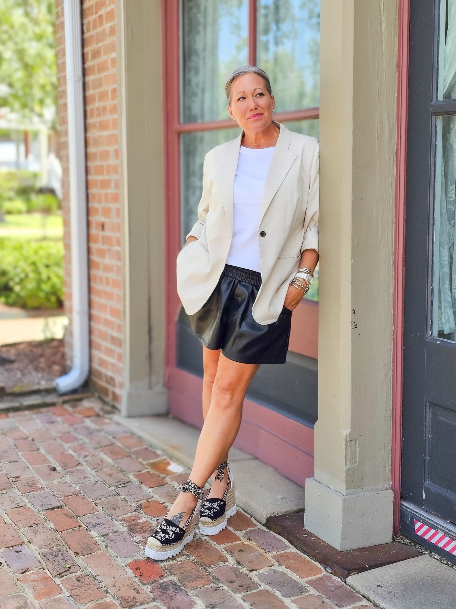 These leather shorts mixed with this amazing linen blazer is one of my go to combinations. And these Stella Wedges are so cute and so comfortable and perfect for the Spring and Summer.

#LTKMidsize #LTKOver40 #LTKSeasonal