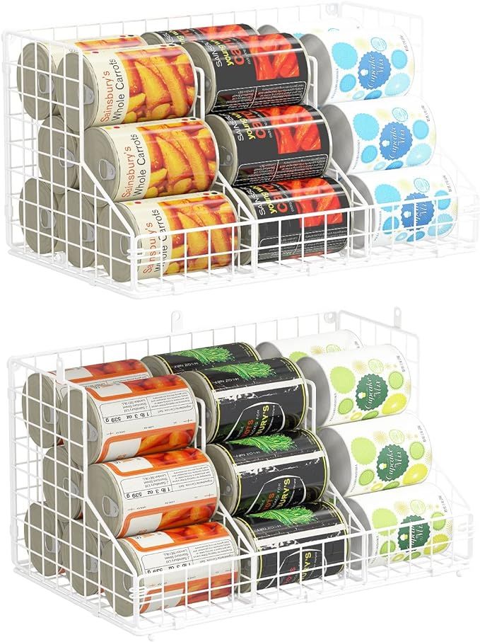 Stackable Can Rack Organizer for Pantry Storage, Can Dispensers with 4 Adjustable Dividers, 2-Tie... | Amazon (US)