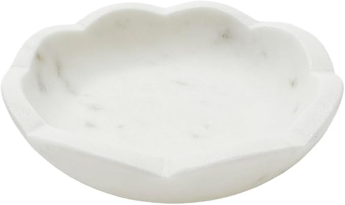 Scalloped White Marble Bowl - 4.6 inches - Decorative Bijou Bowl - Jewelry Dish - Jewelry Holder ... | Amazon (US)