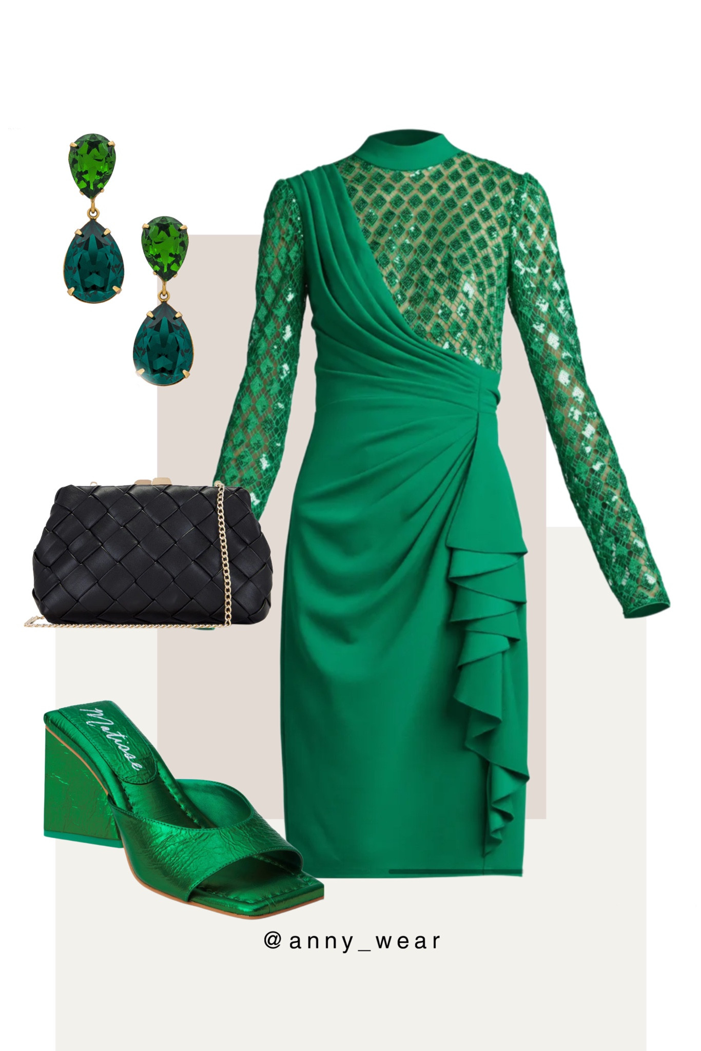 Tadashi Shoji Sequin Dress Green Dresses