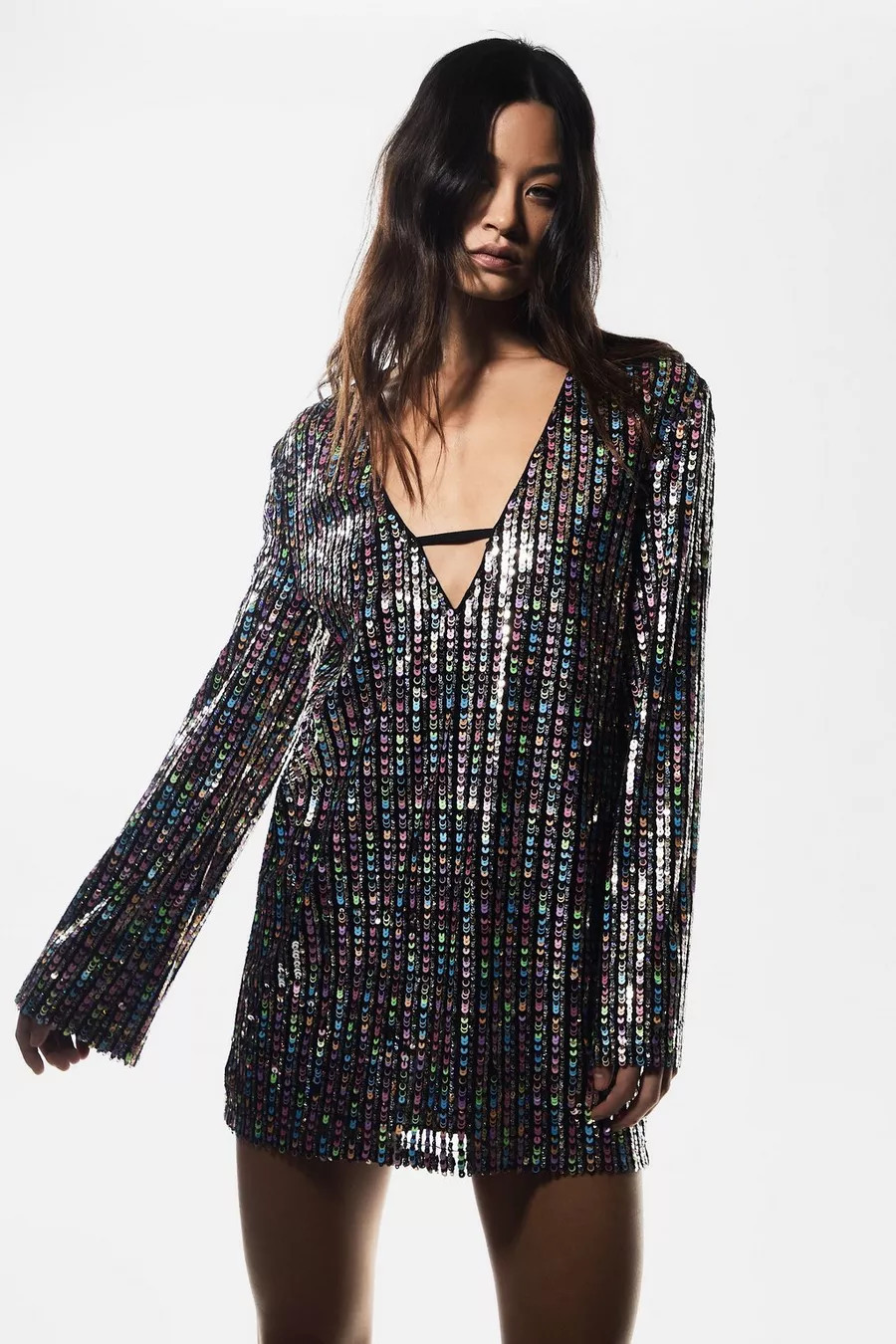 Sequin Tunic Long Sleeve Mini Dress | Nasty Gal US