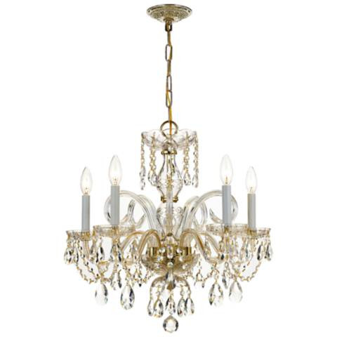 Crystorama Traditional Crystal 22" W 5-Light Brass Crystal Chandelier | Lamps Plus