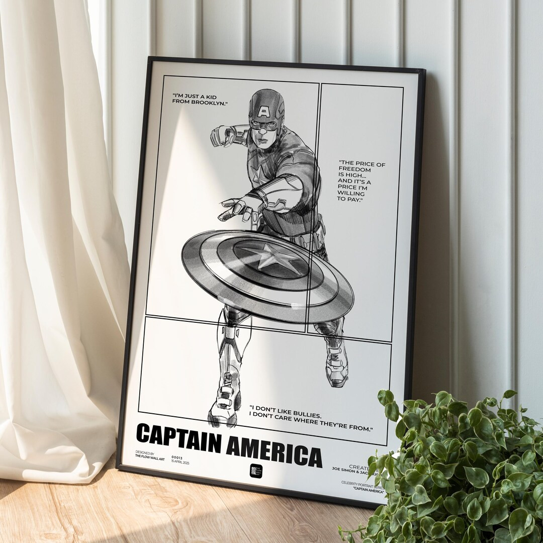 Captain America Minimalist Art Print: Hand Drawn Superhero Poster (digital Download) - Etsy | Etsy (US)