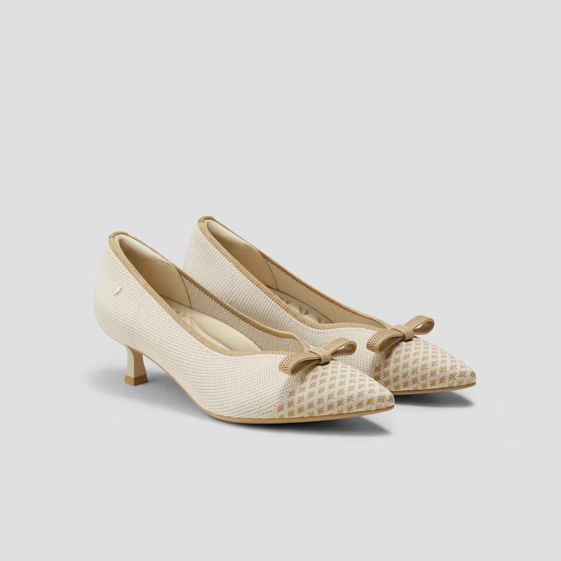 Pointed-Toe Bow Detailed Kitten Heels (Serena) | VIVAIA