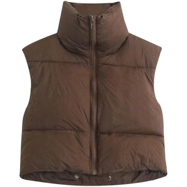 Hixiaohe Women's Winter Crop Vest Puffer Lightweight Stand Collar Padded Vest Zip Up Sleeveless Jacket | Amazon (US)