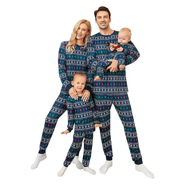 FOCUSNORM Christmas Family Matching Pajamas Set Long Sleeve Top Tee Pants Pjs Sets Holiday Xmas J... | Walmart (US)