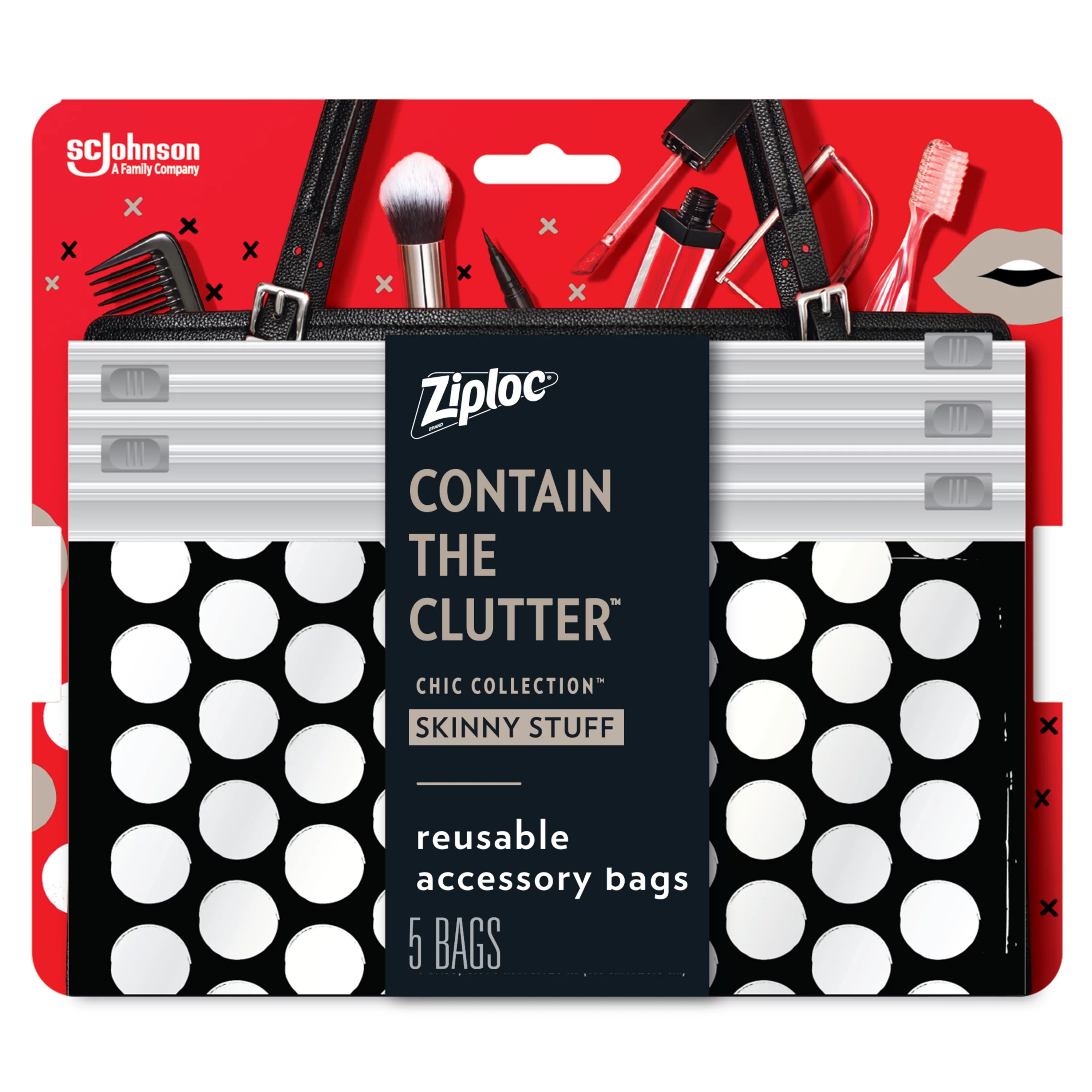 Ziploc Brand Chic Collection Skinny Stuff Accessory Bags, 5 Bags | Walmart (US)