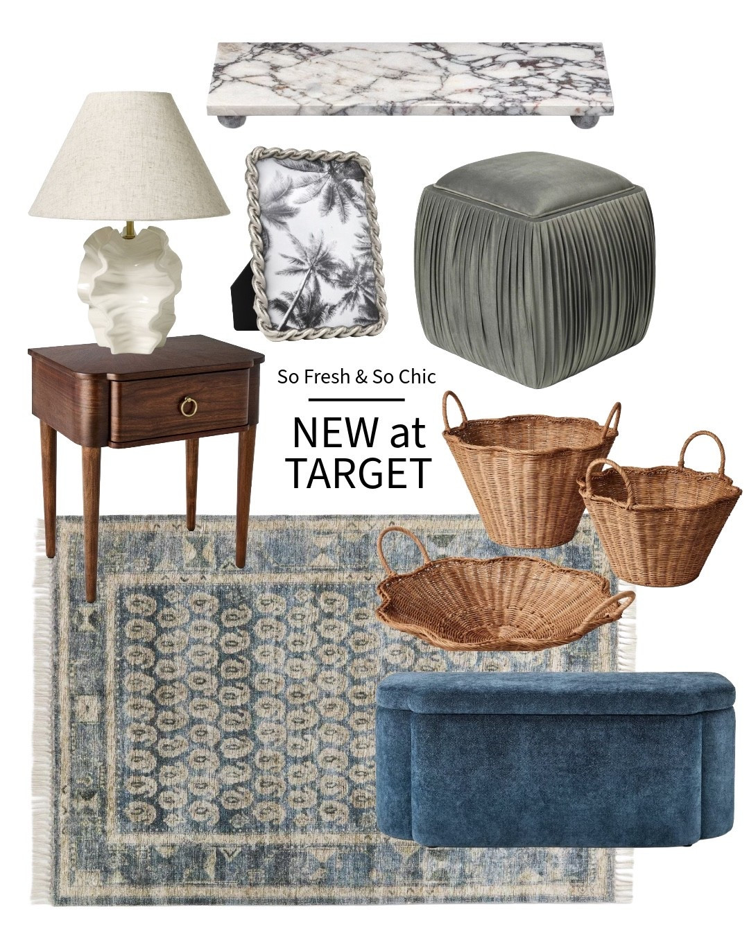 Viral Target marble tray! 
-
New at target - spring home decor refresh target - affordable home decor - blue velvet bench - grey pleated velvet ottoman / Persian rug grey blue - wood nightstand studio McGee target - seashell lamp - silver twisted frame - wicker scalloped baskets - chic spring home decor - expensive looking finds target - target home decor finds 

#LTKFindsUnder100 #LTKFindsUnder50 #LTKHome