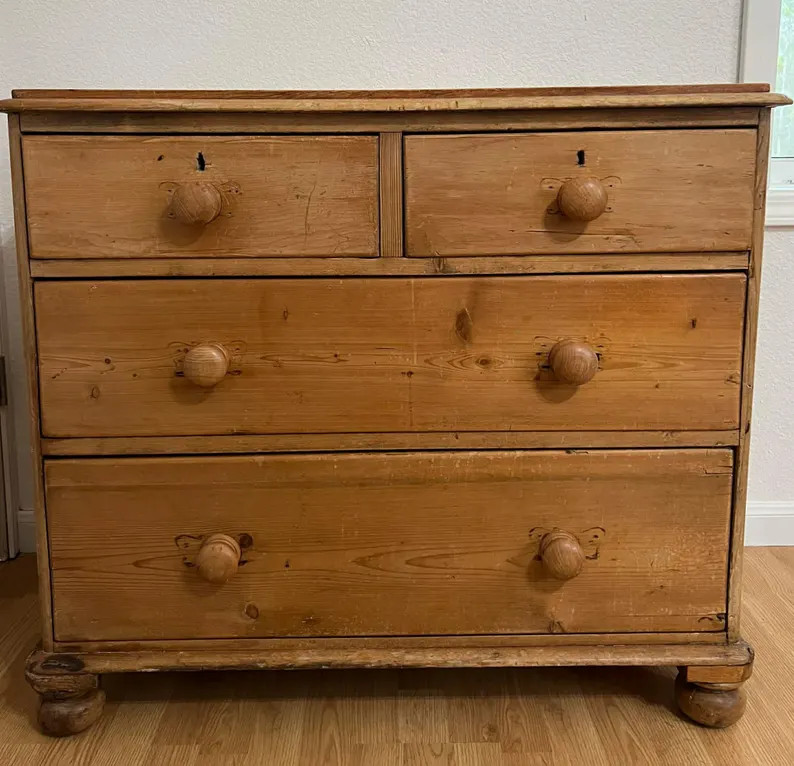 Antique English Pine Dresser Bedroom Chest Clothing Drawers Old Pine England Wood | Etsy (Global)