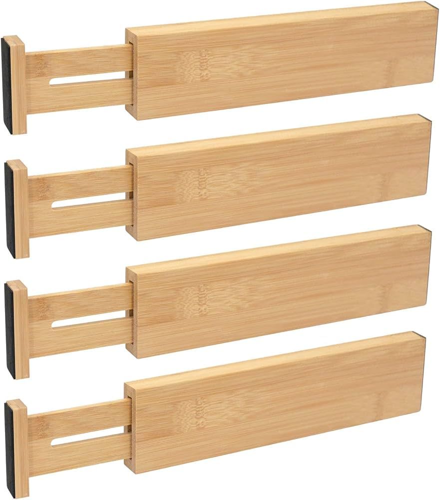 MDHAND Bamboo Drawer Dividers, Expandable & Adjustable Drawer Dividers Organizers, Drawer Separat... | Amazon (US)