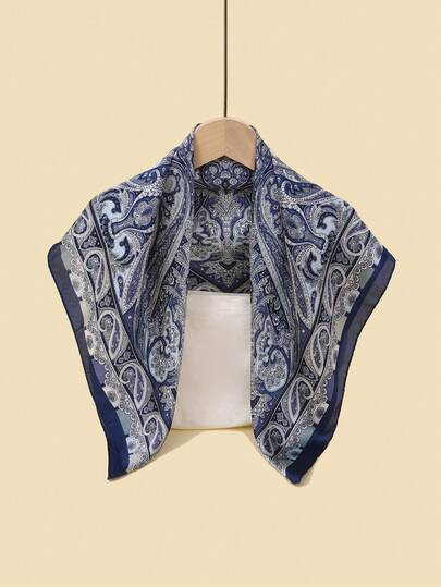 1pc Ladies' Vintage British Palace Style Silk Scarf, Fall/Spring Accessory, Geometric Pattern Pri... | SHEIN